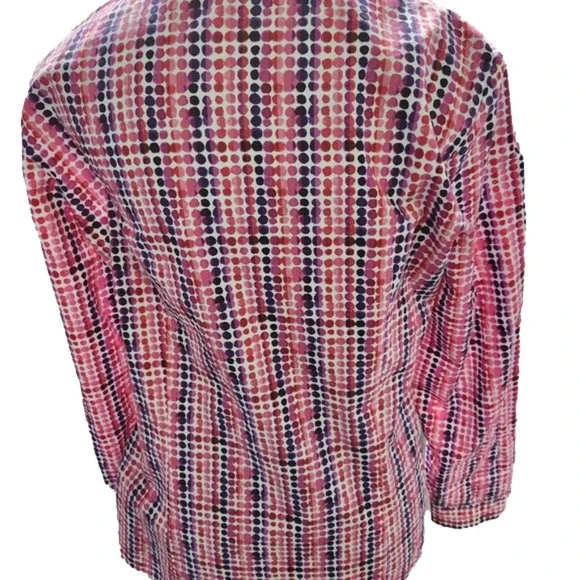 P251. NWOT Gerry Weber White, Pink & Purple Cotton Long Sleeved Cotton Blouse |S - Picture 6 of 8